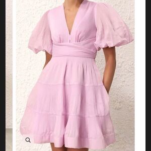 Zimmerman Elegant Pink Puff Sleeve Dress